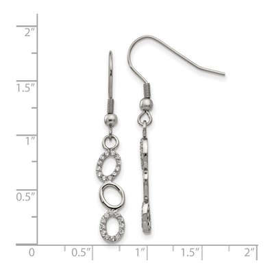 Stainless Steel CZ Oval Dangle Earrings – view 6