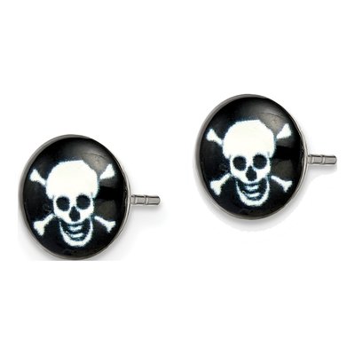Stainless Steel Skull Epoxy Stud Earrings – view 4