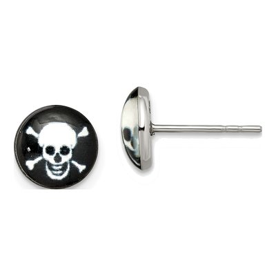 Stainless Steel Skull Epoxy Stud Earrings