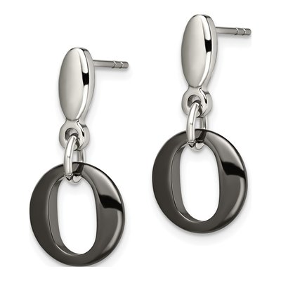 Stainless Steel Black Ceramic Dangle Earrings – view 4