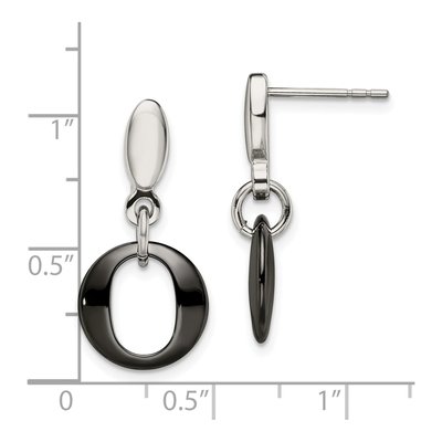 Stainless Steel Black Ceramic Dangle Earrings – view 6