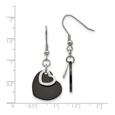 Black Stainless Steel Heart Dangle Earrings – view 6