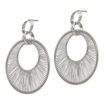 Stainless Steel Textured Circular Dangle Earrings – view 4
