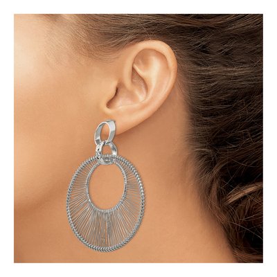 Stainless Steel Textured Circular Dangle Earrings – view 5