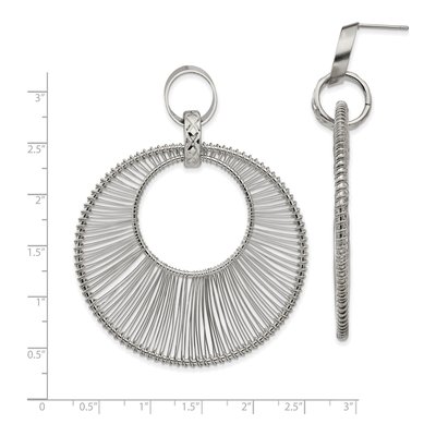 Stainless Steel Textured Circular Dangle Earrings – view 6