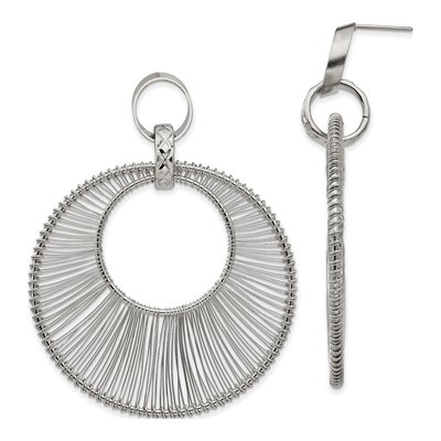 Stainless Steel Textured Circular Dangle Earrings