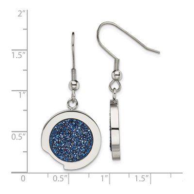 Stainless Steel Blue Druzy Dangle Earrings – view 6