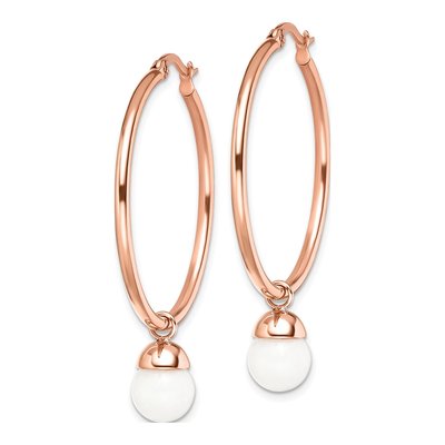 Stainless Steel 45mm Jade Hoop Earrings – view 4