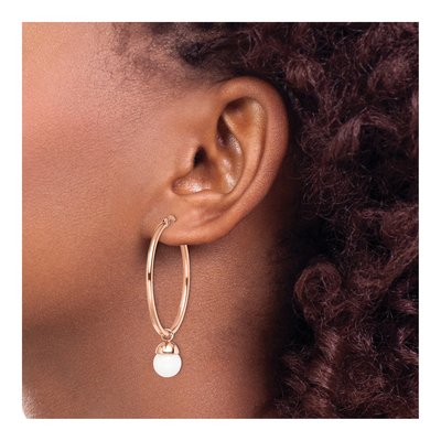 Stainless Steel 45mm Jade Hoop Earrings – view 5