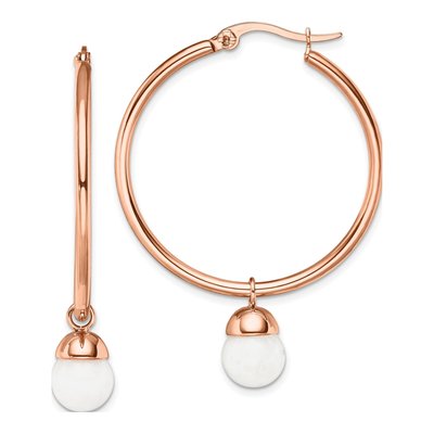 Stainless Steel 45mm Jade Hoop Earrings