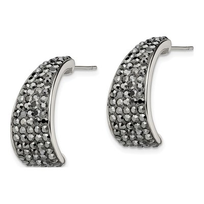 Stainless Steel 22mm Crystal J- Hoop Earrings – view 4