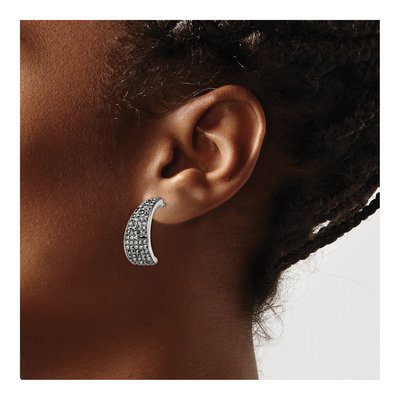 Stainless Steel 22mm Crystal J- Hoop Earrings – view 5