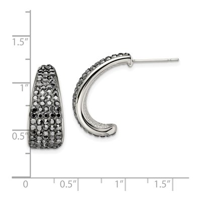 Stainless Steel 22mm Crystal J- Hoop Earrings – view 6
