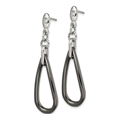 Stainless Steel CZ Ceramic Dangle Earrings – view 4