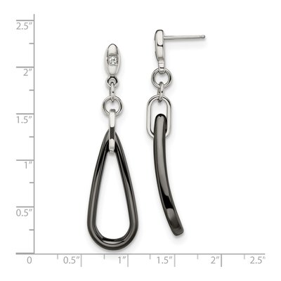 Stainless Steel CZ Ceramic Dangle Earrings – view 6
