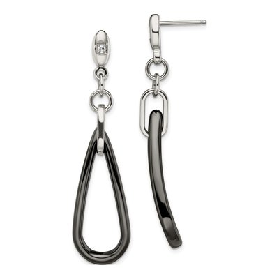 Stainless Steel CZ Ceramic Dangle Earrings