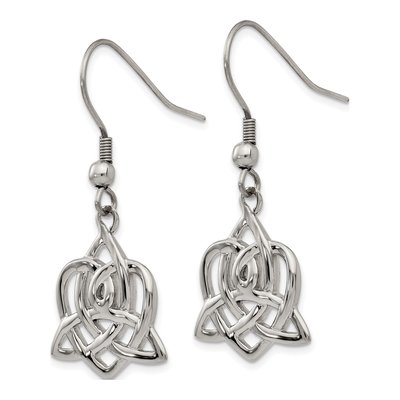 Stainless Steel Heart Trinity Knot Dangle Earrings – view 4