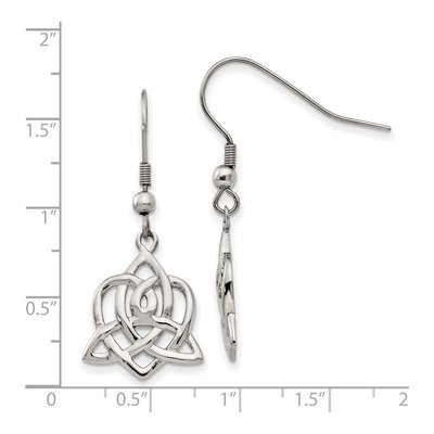 Stainless Steel Heart Trinity Knot Dangle Earrings – view 6