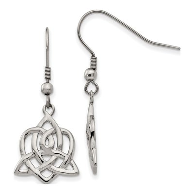 Stainless Steel Heart Trinity Knot Dangle Earrings