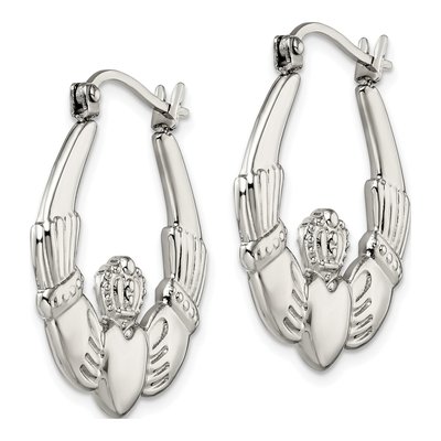 Stainless Steel Claddagh Hoop Earrings – view 4