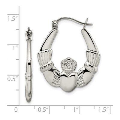 Stainless Steel Claddagh Hoop Earrings – view 6