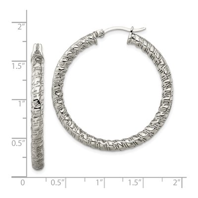 Stainless Steel Textured Hoop Earrings – view 6