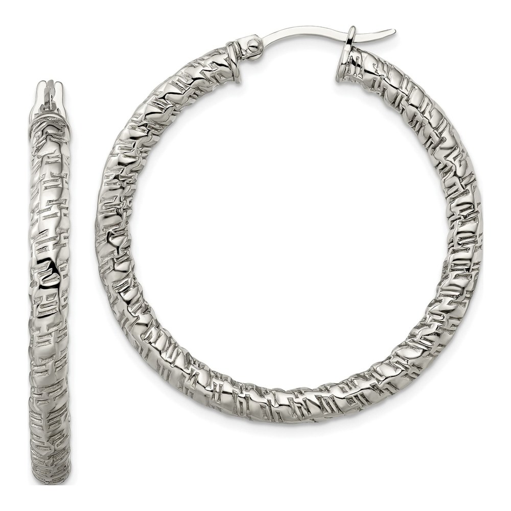 Chisel Stainless Steel Textured Hoop Earrings