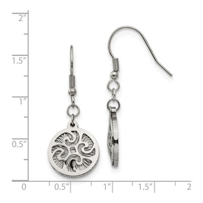 Stainless Steel Textured Shepherd Hook Dangle Earrings – view 6