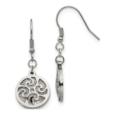 Stainless Steel Textured Shepherd Hook Dangle Earrings