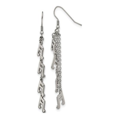 Stainless Steel Music Note Dangle Earrings
