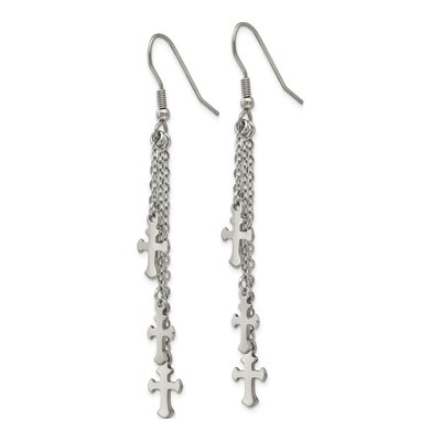 Stainless Steel Cross Dangle Earrings – view 4