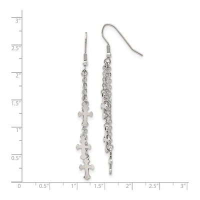 Stainless Steel Cross Dangle Earrings – view 6