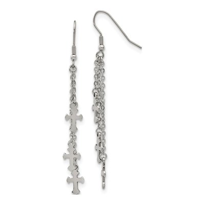 Stainless Steel Cross Dangle Earrings