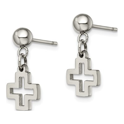 Stainless Steel Cross Dangle Earrings – view 4