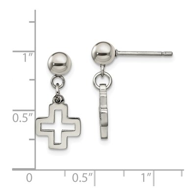 Stainless Steel Cross Dangle Earrings – view 6