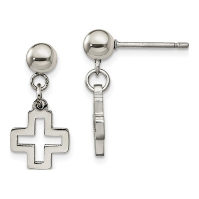 Stainless Steel Cross Dangle Earrings