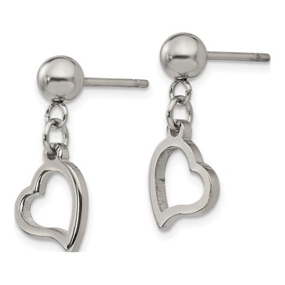 Stainless Steel Heart Dangle Earrings – view 4