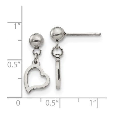 Stainless Steel Heart Dangle Earrings – view 6