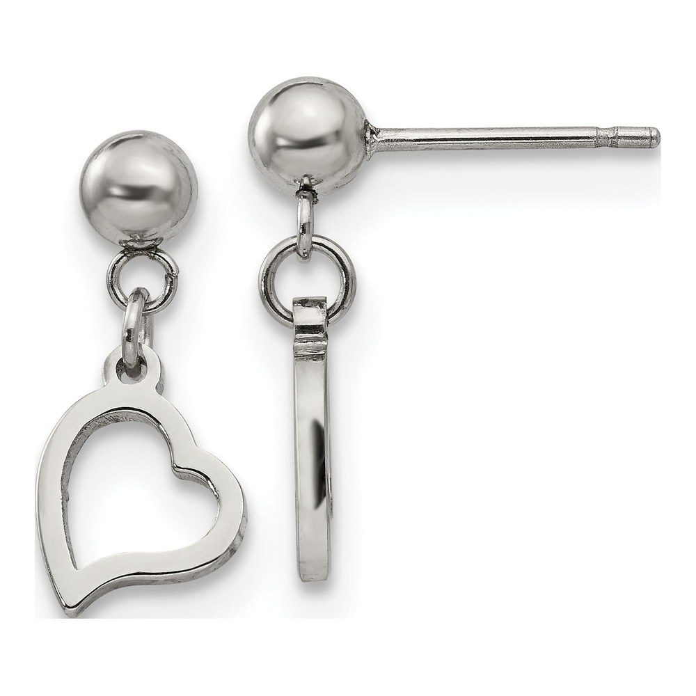 Stainless Steel Heart Dangle Earrings
