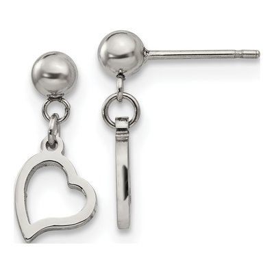Stainless Steel Heart Dangle Earrings