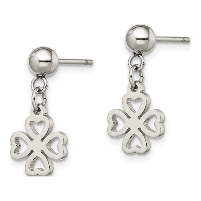 Stainless Steel 4-Leaf Clover Dangle Earrings – view 4