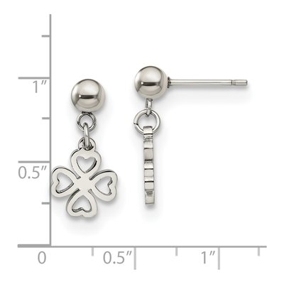 Stainless Steel 4-Leaf Clover Dangle Earrings – view 6