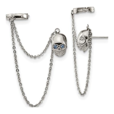Stainless Steel CZ Dangle Earrings