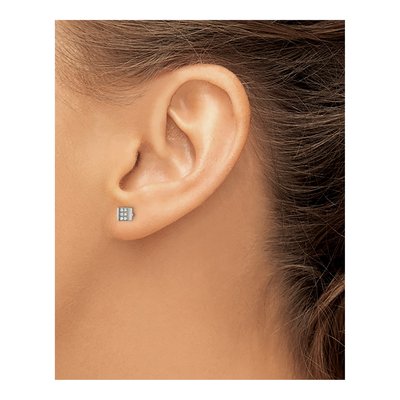 Stainless Steel CZ Square Stud Earrings – view 5