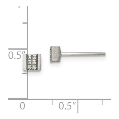 Stainless Steel CZ Square Stud Earrings – view 6