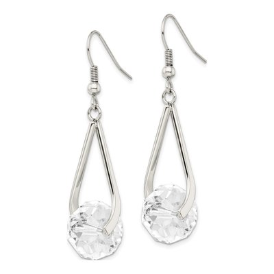 Stainless Steel Glass Dangle Earrings – view 4