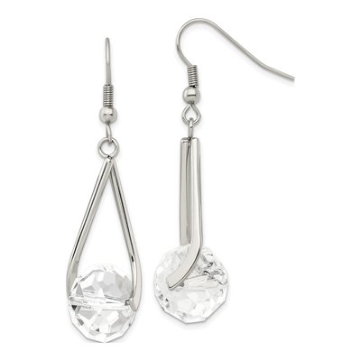 Stainless Steel Glass Dangle Earrings
