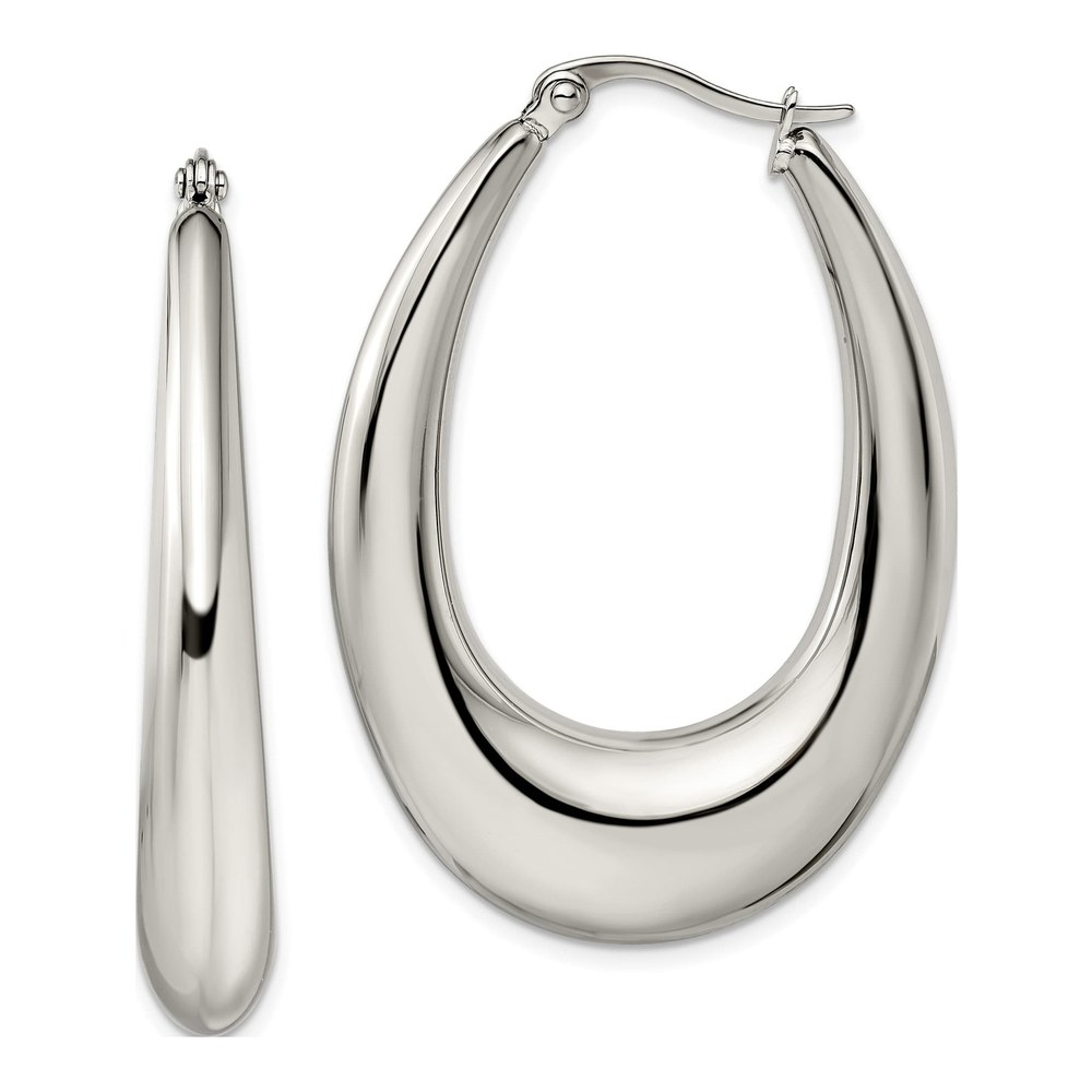 Stainless Steel Teardrop Hoop Earrings