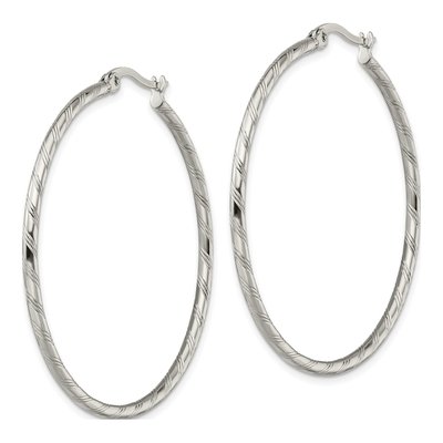 Stainless Steel 49mm Textured Hoop Earrings – view 4