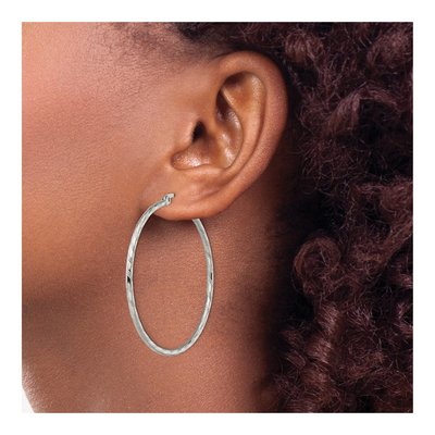 Stainless Steel 49mm Textured Hoop Earrings – view 5